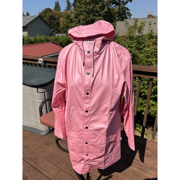 Rains Unisex Long Rain Jacket, Sky Pink, Waterproof, Sizes S, M, L - Picture 3 of 12